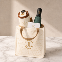 Ensemble cadeau d'entreprise personnalisé avec logo, fournitures de bureau, sac fourre-tout en toile recyclable, bouteille d'eau isotherme imprimée en offset, parapluie