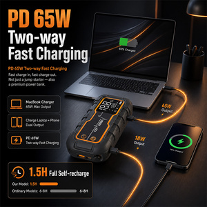 Démarreur de Voiture Portable 2000A avec Charge Rapide PD 65W, Batterie Externe 16000mAh pour Moteurs Essence 8.0L et Diesel 6.0L, Booster de Démarrage 12V - Product Image 4