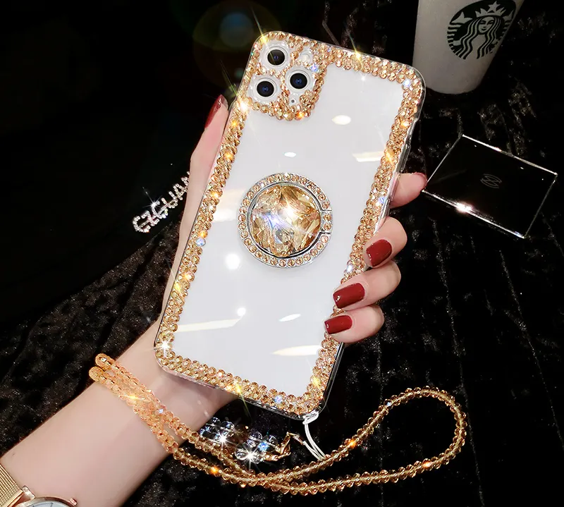 Luxury Glitter Bling Diamond Rhinestone Ring Buckle phone case for iphone 13
