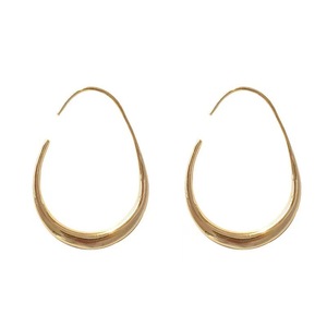Boucles d'oreilles créoles goutte d'eau dorées en alliage de zinc pour femme, style minimaliste amincissant - Product Image 5