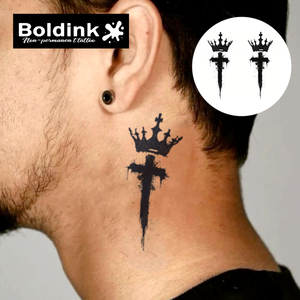 Tatuaje Temporal de Tinta Jagua, Diseño de Corona Realista, Resistente al Agua, Larga Duración (2 Semanas), Marca Boldink - Product Image 3