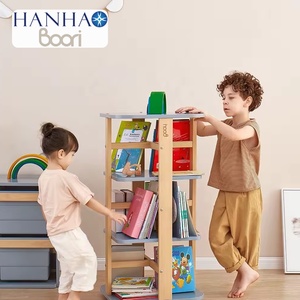 Phong Cách Hiện Đại Montessori Lưu Trữ Cuốn Sách Tổ Chức Giá Kết Hợp Trắng Thông Minh Bằng Gỗ Đứng Quay Vòng Giá Sách Cho Trẻ Em - Product Image 1