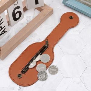Stocked PU Leather <b>Mini</b> Coin Purse Case Racket Zipper Closure Folding Belt Self-Defense Coin <b>Pouch</b> for Women - Product Image 4
