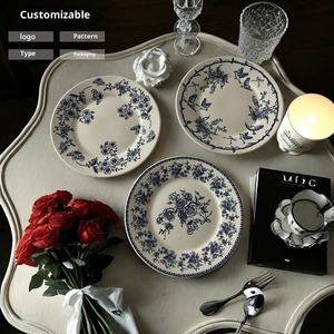 Clásico Flor de vid azul y blanco plato de cena de cerámica desechable bistec postre Dim <span class=keywords><strong>Sum</strong></span> fiesta bandeja al por mayor vajilla - Product Image 1