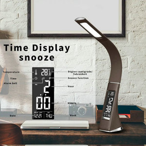 Lampe de table tactile LED à intensité variable, éclairage de bureau, lampe de bureau, réveil, calendrier, affichage de l'heure, de la température, 3 niveaux de luminosité, pour la maison - Product Image 5