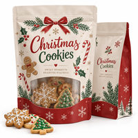 Pochette personnalisée de Noël à fermeture éclair, imprimée, refermable, pour emballage alimentaire de bonbons, biscuits, noix, snacks et friandises de fêtes