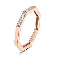 Bague Minimaliste en Argent Sterling 925 Plaqué Rhodium avec Moissanite Sertie en Griffes, Grappe Hexagonale, pour Femme, Mariage, Fête, Bureau