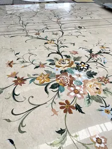 Padrão medalhão jato de água mármore natural para villa casa decoração piso mosaico inlay