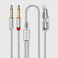 Cable de Decodificación DAC USB C y iPhone a Doble 6.35mm, Conductor Plateado, Capa de Protección de Grafeno y Aluminio, Revestimiento de Silicona