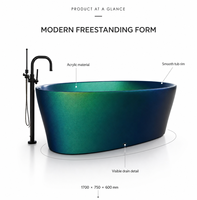 Baignoire autoportante en acrylique couleur personnalisée, 67 pouces, forme ovale, portable avec drain, baignoire profonde pour salle de bain à domicile, facile à nettoyer