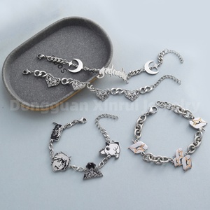 Personalized <b>Name</b> Customize Vintage Gold Enamel Stainless Steel Unisex Cuban <b>Chain</b> Cartoon Letter Logo Charms Fashion Bracelets - Product Image 5