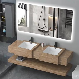 Mueble de pared de baño de doble lavabo de lujo moderno con encimeras de mármol solución de almacenamiento de baño impermeable de nuevo diseño - Product Image 1