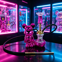 Ensemble Chicha Acrylique Design Ours Unique, Vibrant et Coloré, Portable, pour Fournitures de Bars et Salons