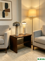 Lámpara de Mesa Rústica Moderna de Travertino y Metal, Diseño Minimalista para Decoración Acogedora del Hogar y Hoteles