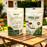 Sacs alimentaires personnalisables à fermeture éclair, durables, pour thé aux herbes, avec impression en héliogravure, sans BPA