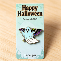 En gros, Broche de revers en émail souple, thème Halloween (Citrouille, Lanterne, Fantôme), style dessin animé amusant, thème horreur, avec carte de support et logo personnalisé