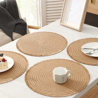 Set de table rond 38x38cm en PP tressé à la main, écologique, résistant à la chaleur, antidérapant, design moderne, couleur unie