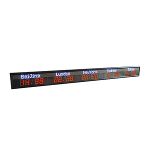 HongHao LED Digital World Clock Hotel Area Display Indoor Remote Control Single-sided Aluminum Alloy Frame Time Zone Clock