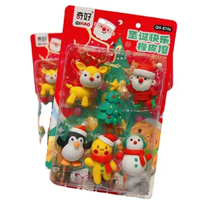 New Christmas eraser Cute student stationery Detachable assemble 3d stereo Santa Claus Snowman modeling eraser