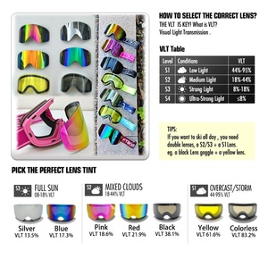 Lunettes <span class=keywords><strong>de</strong></span> ski magnétiques anti-buée UV400, vente en gros, lunettes <span class=keywords><strong>de</strong></span> neige personnalisées, revêtement Iridium, lentille magnétique, monture PC, sangle réglable - Product Image 2