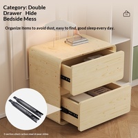 Table de Chevet Minimaliste Moderne en Bois Massif avec Rangement pour Appartement, Chambre à Coucher, Meuble de Maison – Nouveauté 2025, Petit Luxe