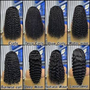 วิกผมยาวแบบลอนสีดำธรรมชาติเกรด 12A Remy Brazilian  แบบไม่ต้องใช้กาวติด  HD Lace  สำหรับร้านเสริมสวยในสหรัฐอเมริกา ขายส่ง - Product Image 4
