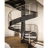 Haute qualité moderne décor à la maison escalier incurvé usine directe cercle de verre escalier flottant en bois pour une utilisation d'hôtel
