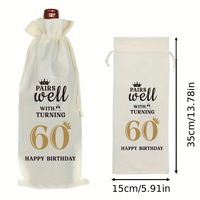 Sac à vin en lin VELENTI pour 50e anniversaire avec cordon de serrage et citation humoristique – Cadeau idéal pour femme, meilleure amie, épouse, maman, collègue, sœur