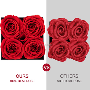 Rose éternelle élégante, fleur préservée longue durée, carrée, 4 roses, meilleur cadeau pour la fête des mères au <span class=keywords><strong>prix</strong></span> d'usine - Product Image 2