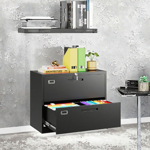 Modern 2-Drawer Metal Lateral File <b>Cabinet</b> Key <b>Lock</b> Heavy Duty -Steel Fireproof Eco-Friendly Filing for Home Bedroom Warehouse - Product Image 3