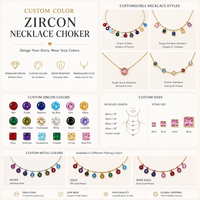Collier pendentif JQ DIY personnalisé avec zircon coloré pierre de naissance 12 mois, breloque OEM, fabricant de bijoux choker