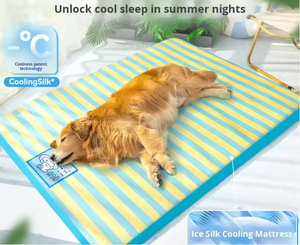 Cama refrescante de verano a rayas de dibujos animados para gatos y perros, colchoneta y almohadillas de seda helada para mascotas, cómoda cama refrescante para gatos y perros. - Product Image 4