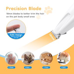Tondeuse pour animaux de compagnie étanche avec lumière LED pour la tonte des pattes, des oreilles, du visage, du derrière et des sourcils, rechargeable par USB pour chien - Product Image 3