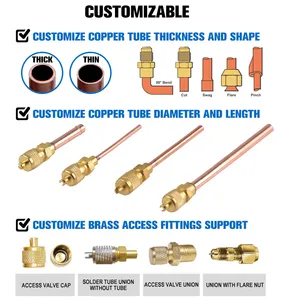 1/4 Copper Brass Pin Valve Charging Valve Access Valve For R134a Freezer HVAC Refrigeration And Air Conditioner