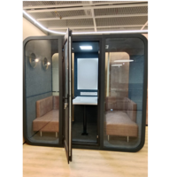 Cabine de réunion de bureau moderne et unique, insonorisée, acoustique, écologique, modulaire, avec éclairage LED pour réunions privées et équipes
