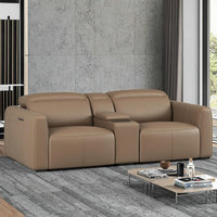 Canapé modulaire en cuir véritable en forme de I, moderne, sectionnel, avec deux fauteuils inclinables électriques, extensible, 2 places, pour appartement ou villa