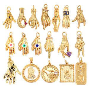 Amuleto de Mano con Ojo Turco de Buda, Chapado en Oro Real de 18K, Colgante para Collar y Pulsera, para Suministros de Joyería Artesanal <span class=keywords><strong>L14</strong></span> - Product Image 1