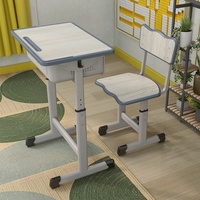 Bureaux et chaises d'étude modernes et durables pour enfants du primaire et du secondaire, mobilier scolaire, plateau de table en panneau artificiel et métal