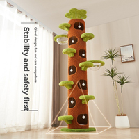 Arbre à chat multi-niveaux réglable du sol au plafond avec griffoir en sisal, hamac en acrylique et maisonnette fermée pour chat - Vente en gros
