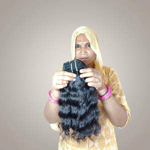 Paquete de cabello indio virgen sin procesar, doble trama, onda profunda, Remy, sin cutícula alineada, para venta al por mayor, extensiones de clip. - Product Image 1