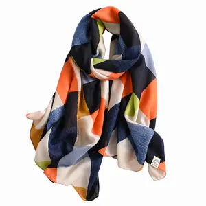Wholesale 2020 latest low price print hijab colorful printed soft cotton women scarf plaid stripe