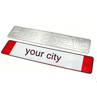 Plaque d'immatriculation de voiture en aluminium de haute qualité, conforme aux normes européennes, film réfléchissant, bordure gaufrée, plaque personnalisée
