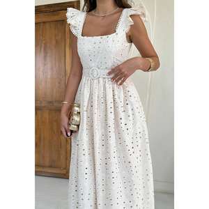 Robe de soirée en dentelle beige brodée en gros - Product Image 2