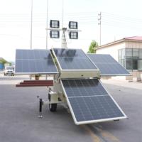 NOUVEAU Produit Tour d'éclairage solaire mobile à levage manuel Mât télescopique de 9m Remorque d'éclairage à énergie solaire pour chantier de construction