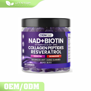 OEM NAD Resveratrol Berberin Biotin Anti-Aging Kollagen Peptide K2 D3 Gummies Vitamine für Haar Haut Nägel Gelenke rgänzung - Product Image 1