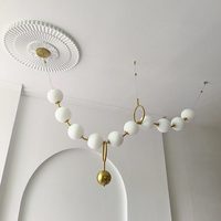 Lustre de restaurant de style français, design nordique, ton crème, pour comptoir de bar, en verre soufflé à la main, forme longue et allongée, en acier inoxydable
