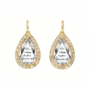 Orecchini Pendenti Classici da Donna E794 con Cristalli Dorati e Strass in Montatura a Goccia - Product Image 1