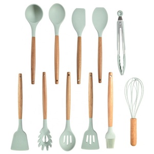 Kitchenware Wholesale Nonstick <b>Silicone</b> Utensils Cooking <b>Tool</b> Sets Cooking Utensils Set with Wooden Handles - Product Image 4