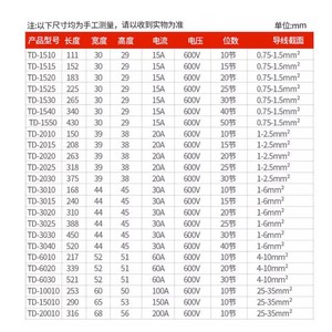 Bloque de Terminales Chkl TD 15A/20A/30A/60A, Montaje en Riel DIN, Conexión por Tornillo, Contacto de Aleación de Cobre - Product Image 4