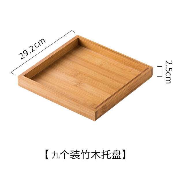 Plateau en bambou et bois, 9 compartiments [convient aux assiettes de 9 cm]